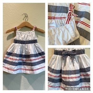 Gymboree- White Dress with Red & Blue Stripes (3-6 months) EUC